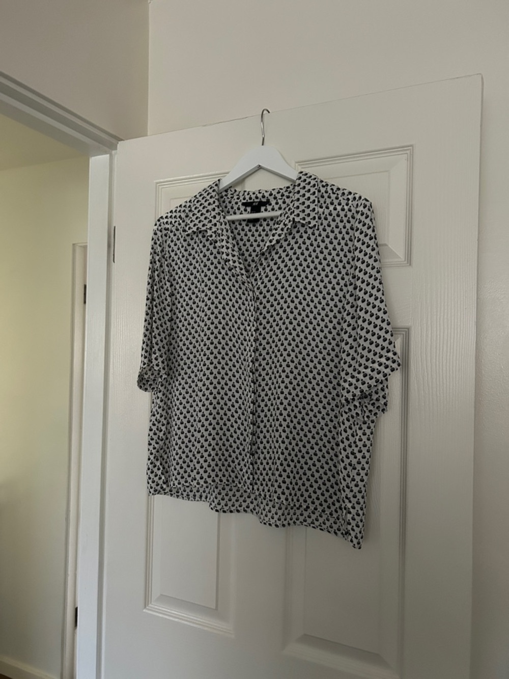 H&M White Blouse with Black Dot Print